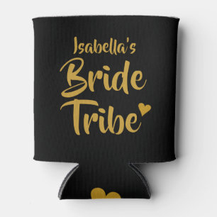 Personalised Bride Tribe Gold Heart Can Cooler