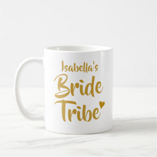 Personalised Bride Tribe Gold Heart Coffee Mug