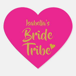 Personalised Bride Tribe Gold Heart Heart Sticker