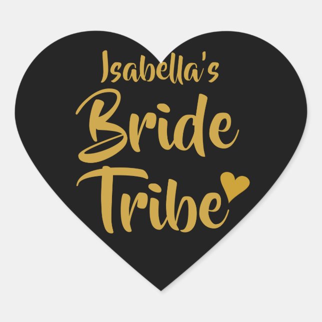 Personalised Bride Tribe Gold Heart Heart Sticker (Front)