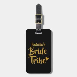 Personalised Bride Tribe Gold Heart Luggage Tag