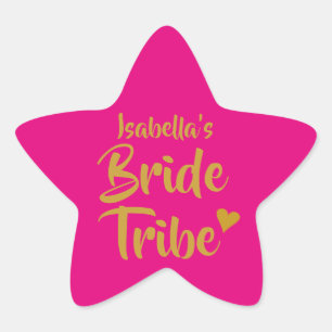Personalised Bride Tribe Gold Heart Star Sticker