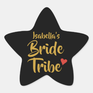 Personalised Bride Tribe Red Heart Star Sticker