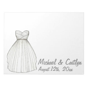 Personalised Bride Wedding Dress Gown Notepad