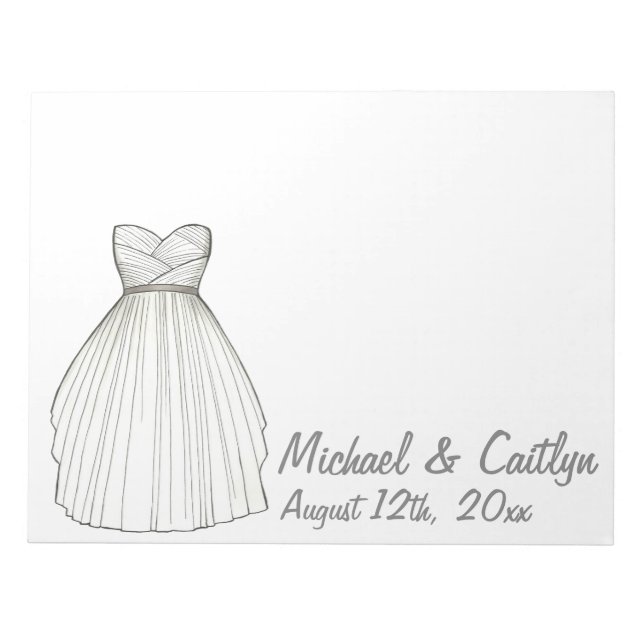 Personalised Bride Wedding Dress Gown Notepad (Front)