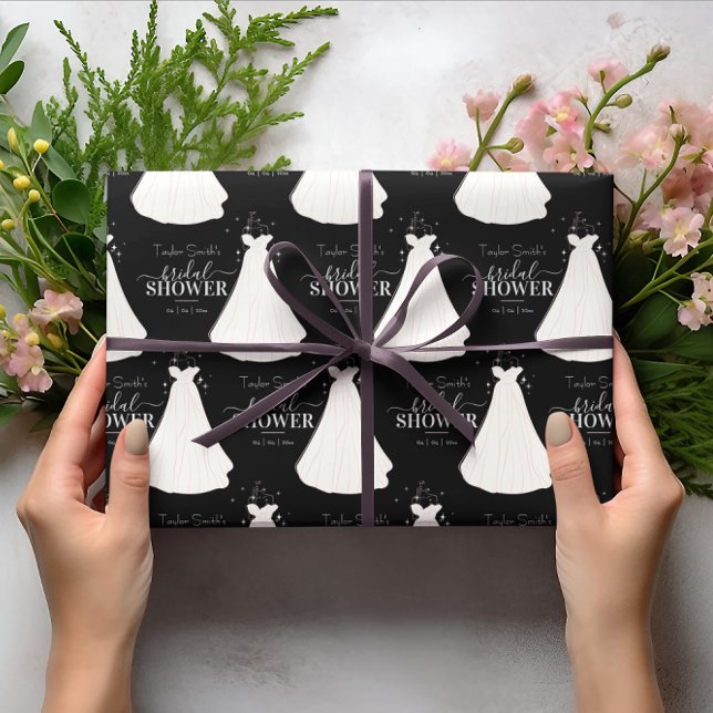 Personalised Bride With Long Dress Bridal Shower Wrapping Paper (Creator Uploaded)