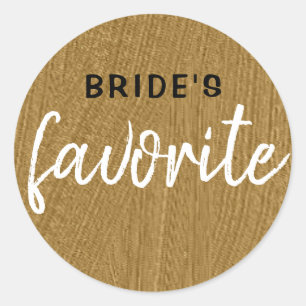 Personalised Bride's Favourite Black Metallic Gold Classic Round Sticker