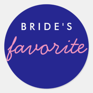 Personalised Bride's Favourite Navy Pink Classic Round Sticker