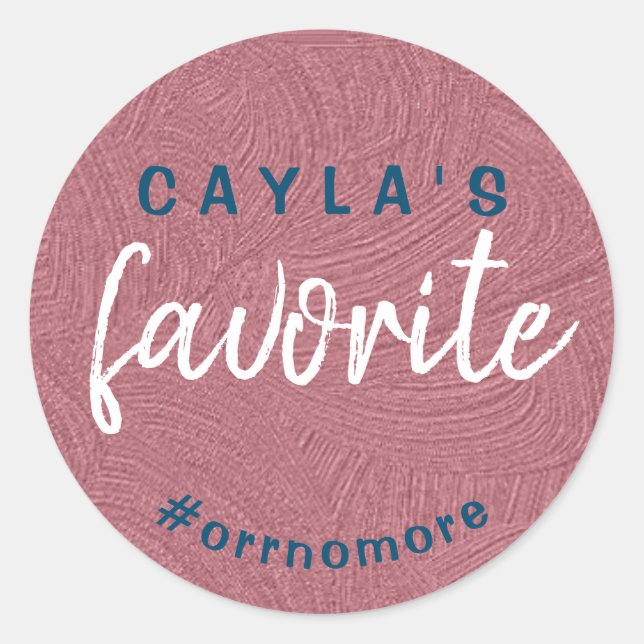 Personalised Bride's Favourite Rose Gold Blue Favo Classic Round Sticker (Front)