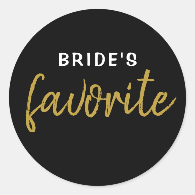 Personalised Bride's Favourite Sticker Black Gold (Front)