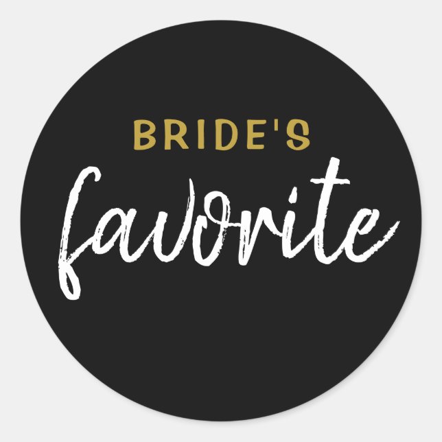 Personalised Bride's Favourite Sticker Black Gold (Front)