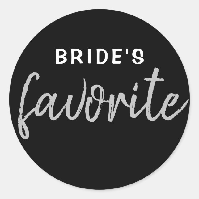 Personalised Bride's Favourite Sticker Black Silve (Front)