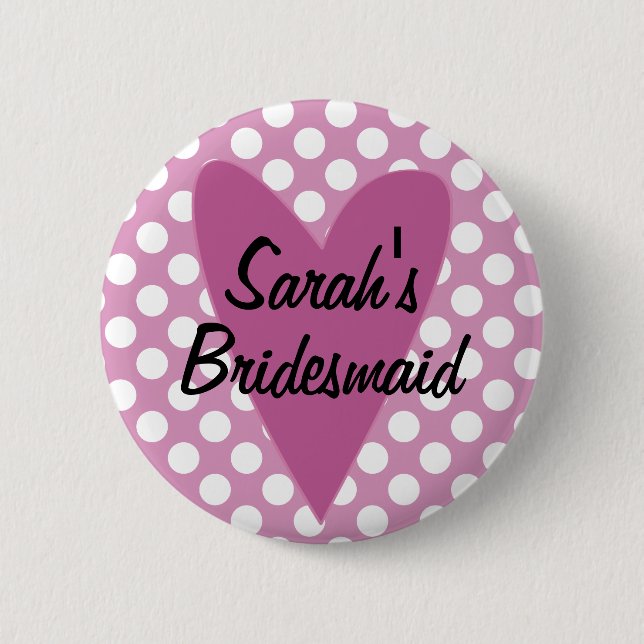 Personalised Bridesmaid Badge / Button (Front)