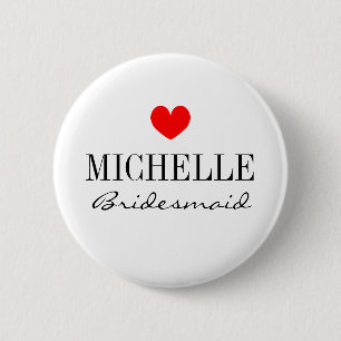 Personalised bridesmaid buttons for wedding party