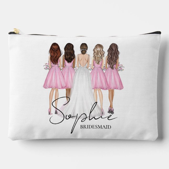 Personalised Bridesmaid Custom Name Gift Accessory Pouch (Front)