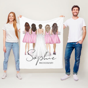 Personalised Bridesmaid Custom Name Gift Fleece Blanket