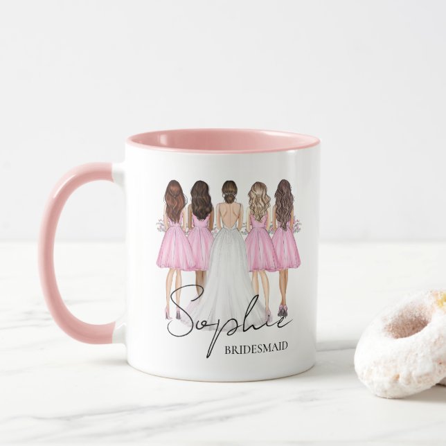 Personalised Bridesmaid Custom Name Gift Mug (With Donut)