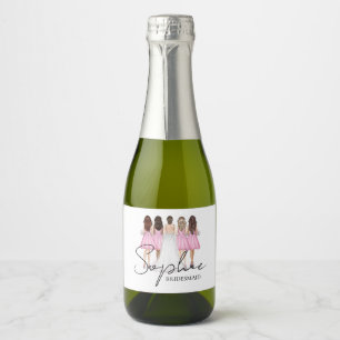 Personalised Bridesmaid Custom Name Gift Sparkling Wine Label