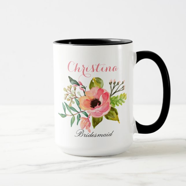 Personalised Bridesmaid Floral Mug (Right)