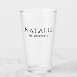 Personalised Bridesmaid Gift Bachelorette Party Glass<br><div class="desc">Elevate your bridal shower or bachelorette party with our Custom Minimalist Party Glasses. These stylish glasses are the perfect way to say thank you to your bridesmaids, maid of honour, and bridal party for their support and friendship. They can serve as both practical party supplies and meaningful keepsakes. Our Minimalist...</div>