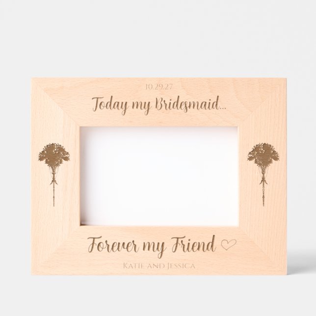 Personalised Bridesmaid Gift (date and names) Etched Frames (Front)