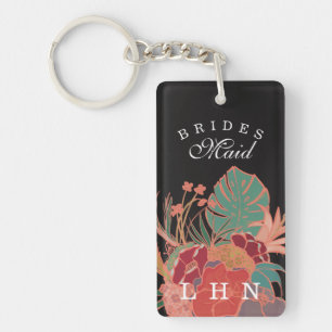 Personalised Bridesmaid Gift Keychain Floral