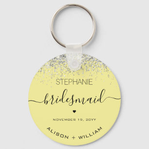 Personalised Bridesmaid Glitter confetti effect Key Ring