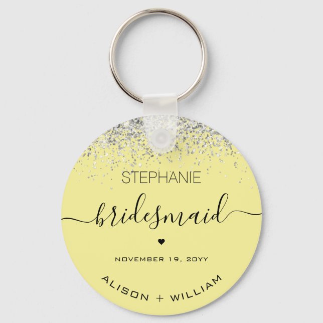 Personalised Bridesmaid Glitter confetti effect Key Ring (Front)