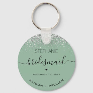 Personalised Bridesmaid Glitter confetti effect Key Ring