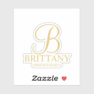 Personalised Bridesmaid Gold Monogram and Name