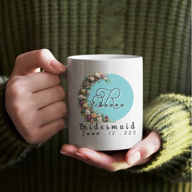 personalised bridesmaid monogram bridal party coffee mug (Creator Uploaded)