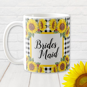 Personalised Bridesmaid Mug Gingham & Sunflowers