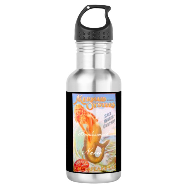 personalised bridesmaid oyster mermaid 532 ml water bottle (Front)