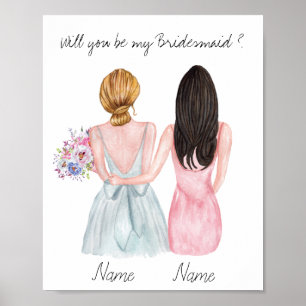 Personalised Bridesmaid Proposal Gift Poster