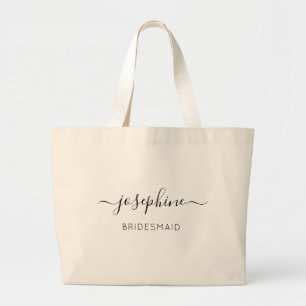 Personalised Bridesmaid Proposal Modern Script Large Tote Bag
