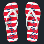 Personalised Bridesmaid Red White Blue Flip Flops<br><div class="desc">4th of July Independence Day Wedding Theme. Bridesmaid Seaside Tropical Coastal Shoreline Red White and Blue Stripes Pattern - Change to Any Colour by clicking customise. And say anything you want. Make these one of a kind flip flops that have YOUR message on them. Be the talk of the beach!...</div>