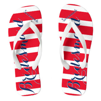 Personalised Bridesmaid Red White Blue Flip Flops