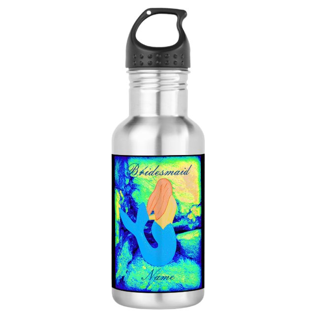 personalised bridesmaid redhead mermaid 532 ml water bottle (Front)
