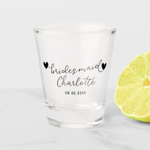 Personalised Bridesmaid Script Name Date Gift Shot Glass