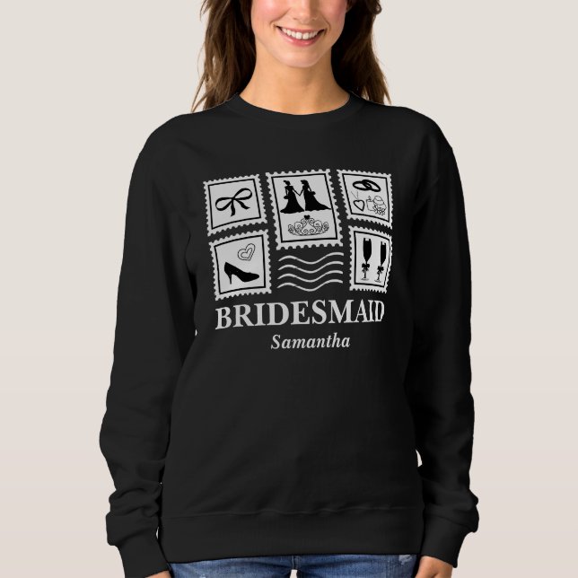 Personalised Bridesmaid Stamp Collage Sweatshirt (Front)