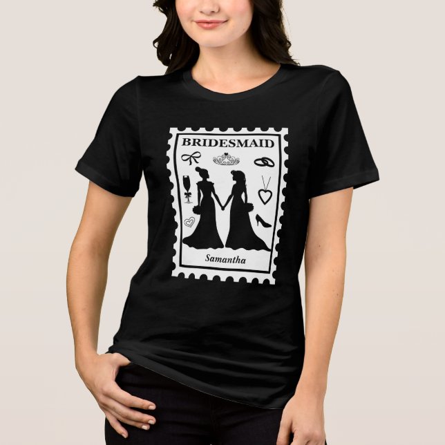 Personalised Bridesmaid Stamp Tri-Blend Shirt (Front)