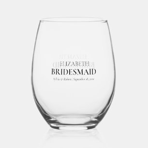 Personalised Bridesmaid Stemless Wine Glass Favour