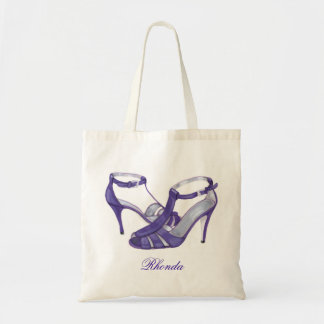Personalised Bridesmaid Tote Bags, purple heels Bag
