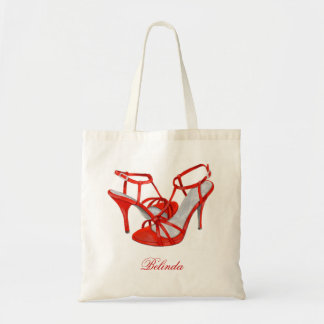 Personalised Bridesmaid Tote Bags, red heels Bag