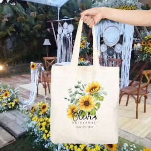 Personalised Bridesmaid Tote   Sunflowers Rustic