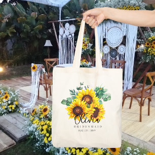 Personalised Bridesmaid Tote   Sunflowers Rustic