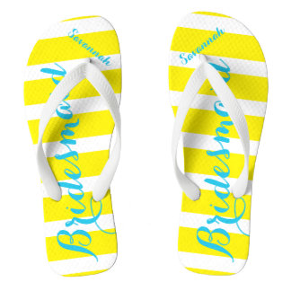 Personalised Bridesmaid Turquoise Yellow Any Colou Flip Flops