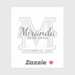 Personalised Bridesmaid's Monogram and Name<br><div class="desc">Personalised Bridesmaids Gifts
features personalised bridesmaid's name in grey classic script font style and monogram in light grey classic serif font style as background with title and wedding date in grey classic serif font style.

Also perfect for maid of honour,  flower girl,  mother of the bride and more.</div>