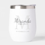 Personalised Bridesmaid's Monogram and Name<br><div class="desc">Personalised Bridesmaids Gifts features personalised bridesmaid's name in grey classic script font style and monogram in light grey classic serif font style as background with title and wedding date in grey classic serif font style on white background. Also perfect for maid of honour, flower girl, mother of the bride and...</div>