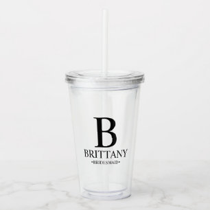 Personalised Bridesmaid's Monogram and Name Acryli Acrylic Tumbler